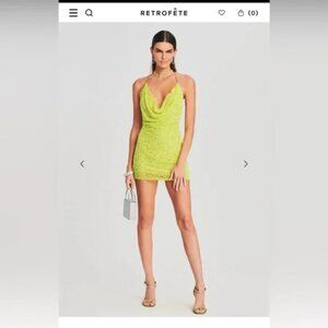 Retrofete Mich mini Dress, Lime Green; Size: S NWT